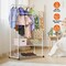 Heavy Duty Garment Rack Clothes Organizer Rolling Wheel White Storage Stand 66Lbs